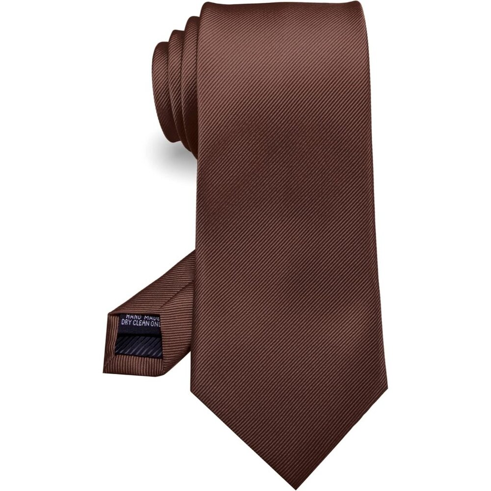 Men's Coffee Solid Colour Tie Formal Necktie Imported Silk Blend